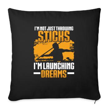 Javelin Throw I'm Launching Dreams - Throw Pillow Cover 17.5” x 17.5” - black - Front