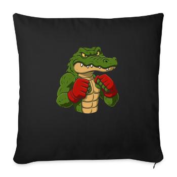 Fighting Alligator Mascot - Throw Pillow Cover 17.5” x 17.5” - black - Front