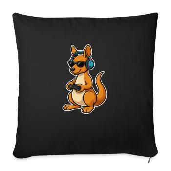 Cool Gamer Kangaroo - Throw Pillow Cover 17.5” x 17.5” - black - Front