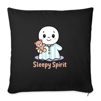 Ghost - Sleepy Spirit - Throw Pillow Cover 17.5” x 17.5” - black - Front
