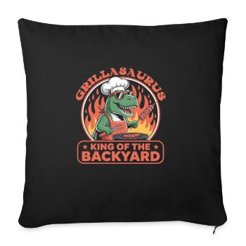 Funny Dinosaur BBQ Chef – Summer Grilling - Throw Pillow Cover 17.5” x 17.5” - black - Front