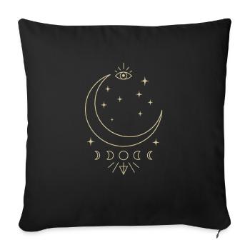 Mystic Moon Phases – Sacred Feminine Eye & Lunar D - Throw Pillow Cover 17.5” x 17.5” - black - Front