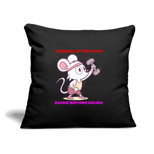 Cheese Lifter 3000 | Funny Gym Rat Mouse tshirt - Throw Pillow Cover 17.5” x 17.5”