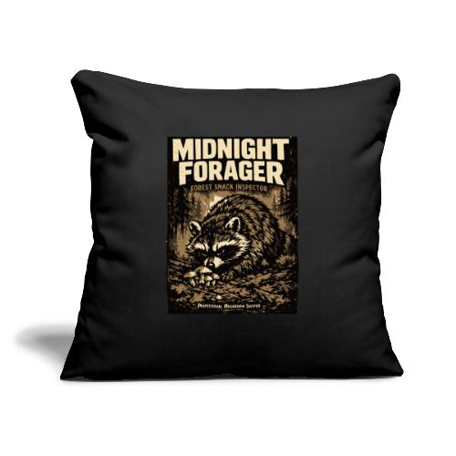 Midnight Forager Raccoon Mushroom Hunter - Throw Pillow Cover 17.5” x 17.5”