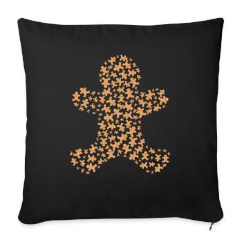 Gingerbread Man Fractal - Throw Pillow Cover 17.5” x 17.5” - black - Front