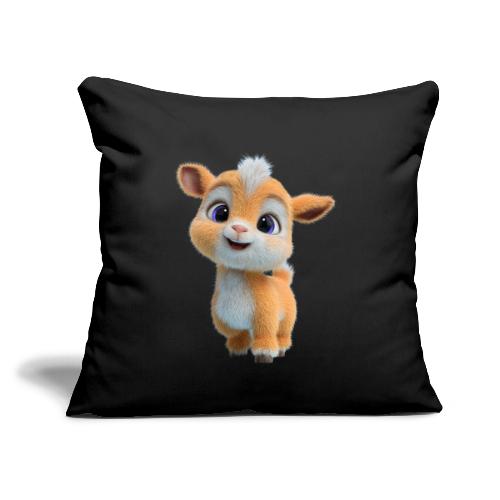 Cute Cartoon Baby Goat with Big Eyes - Throw Pillow Cover 17.5” x 17.5”