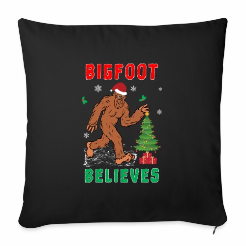 Bigfoot Believes in Christmas Snowy Squatchy Beast - Throw Pillow Cover 17.5” x 17.5”