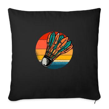 Badminton - Throw Pillow Cover 17.5” x 17.5” - black - Front