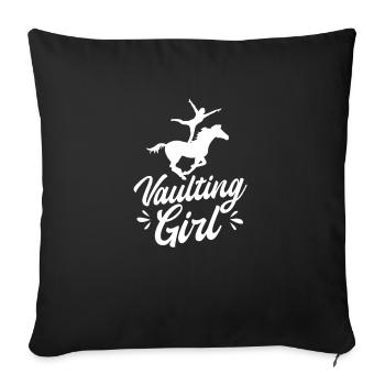 Equestrian Vaulting Girl - Throw Pillow Cover 17.5” x 17.5” - black - Front