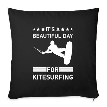 It's a beautiful day for kitesurfing - Kiteboarder - Throw Pillow Cover 17.5” x 17.5” - black - Front