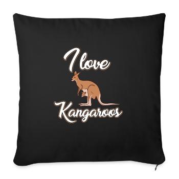 I Love Kangaroos - Throw Pillow Cover 17.5” x 17.5” - black - Front