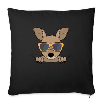 Cute Kangaroo With Sunglasses - Throw Pillow Cover 17.5” x 17.5” - black - Front