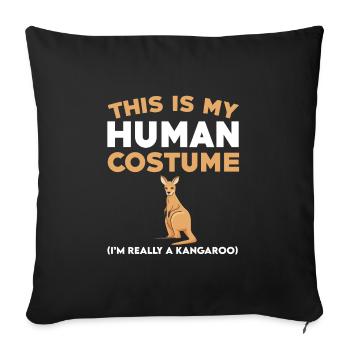 Funny Kangaroo Costume - Throw Pillow Cover 17.5” x 17.5” - black - Front