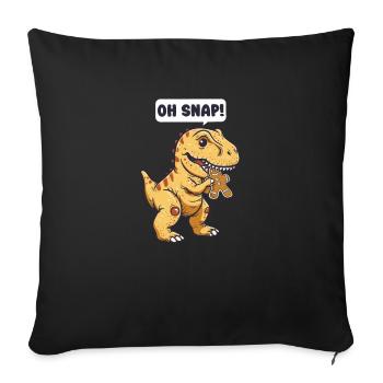 Dinosaur Christmas Snap! - Throw Pillow Cover 17.5” x 17.5” - black - Front