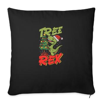 Dinosaur Christmas Tree Rex - Throw Pillow Cover 17.5” x 17.5” - black - Front