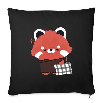 Sleepy Red Panda - Throw Pillow Cover 17.5” x 17.5” - black - Front