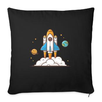 Rocket Launch - Funny space astronauts - Throw Pillow Cover 17.5” x 17.5” - black - Front