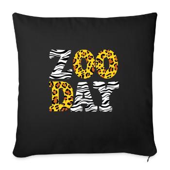 Zoo Day Family First Zoo Field Trip Safari Squad - Throw Pillow Cover 17.5” x 17.5” - black - Front