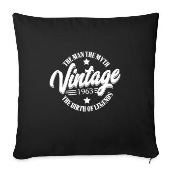 Year of birth 1963 birthday man legend - Throw Pillow Cover 17.5” x 17.5” - black - Front