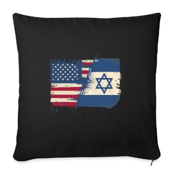 Israel America Flag USA - Throw Pillow Cover 17.5” x 17.5” - black - Front