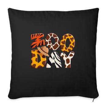 Zoo Day Family First Zoo Field Trip Safari Squad - Throw Pillow Cover 17.5” x 17.5” - black - Front