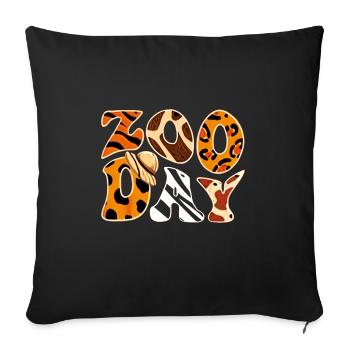 Zoo Day Family First Zoo Field Trip Safari Squad - Throw Pillow Cover 17.5” x 17.5” - black - Front