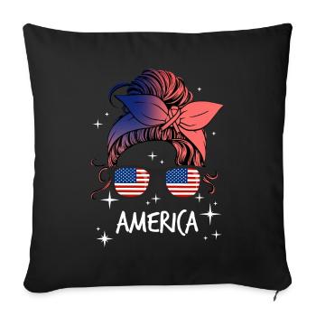 America - Throw Pillow Cover 17.5” x 17.5” - black - Front