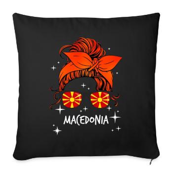 Macedonia - Throw Pillow Cover 17.5” x 17.5” - black - Front