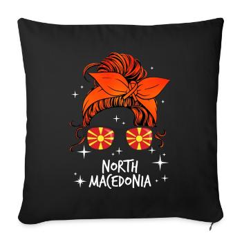 North Macedonia - Throw Pillow Cover 17.5” x 17.5” - black - Front