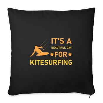 Kitesurfing, Kiteboarder, Kitesurfer - Throw Pillow Cover 17.5” x 17.5” - black - Front