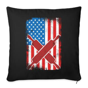 Baking USA Flag - Throw Pillow Cover 17.5” x 17.5” - black - Front