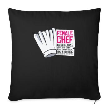 Female Chef Cooking Meals Food Lover - Throw Pillow Cover 17.5” x 17.5” - black - Front