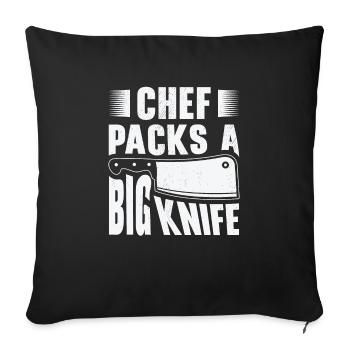 Chef Big Knife Slicing Cooking Meals - Throw Pillow Cover 17.5” x 17.5” - black - Front