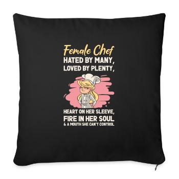 Female Chef Cooking Meals Food Lover - Throw Pillow Cover 17.5” x 17.5” - black - Front