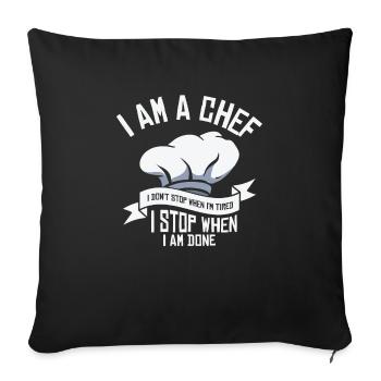 Chef Cooking Meals Culinary Cooks Baking - Throw Pillow Cover 17.5” x 17.5” - black - Front