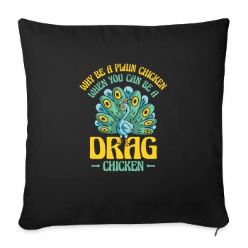 Peacock Positivity Drag Peacock Fan Inspirational - Throw Pillow Cover 17.5” x 17.5” - black - Front