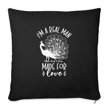 Peacock Line Art Man Peacock Fan Inspirational - Throw Pillow Cover 17.5” x 17.5” - black - Front