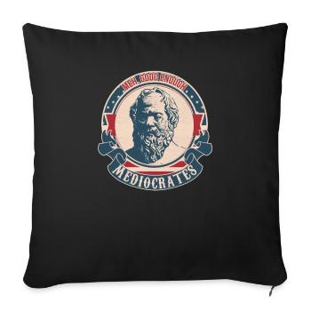 Meh good enough Mediocrates vintage - Throw Pillow Cover 17.5” x 17.5” - black - Front