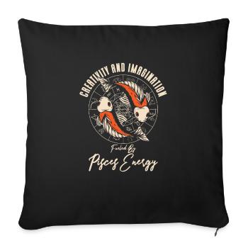 Pisces Energy Creativity Astrology Imagination - Throw Pillow Cover 17.5” x 17.5” - black - Front
