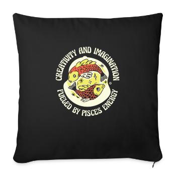 Pisces Energy Creativity Astrology Imagination - Throw Pillow Cover 17.5” x 17.5” - black - Front