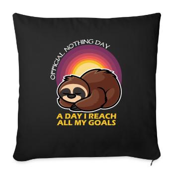 Cute Funny Sleepy Sloth - Throw Pillow Cover 17.5” x 17.5” - black - Front