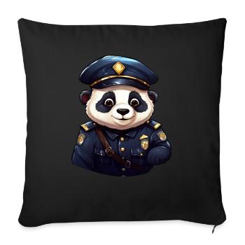 Panda policeman - Throw Pillow Cover 17.5” x 17.5” - black - Front