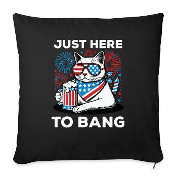 Just Here To Bang Golf Of America America flag - Throw Pillow Cover 17.5” x 17.5” - black - Front