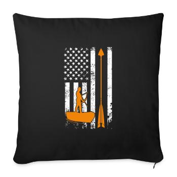 USA Bow fishing Fish Hunting Bow Hunter - Throw Pillow Cover 17.5” x 17.5” - black - Front