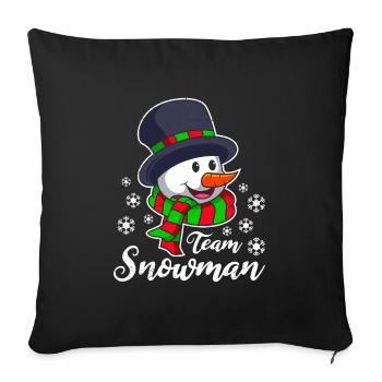 Snowman Team Snowman Winter Time Snow - Throw Pillow Cover 17.5” x 17.5” - black - Front