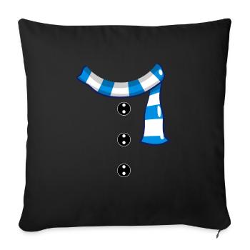 Snowman Scarf and Buttons Snowman Costume - Throw Pillow Cover 17.5” x 17.5” - black - Front
