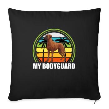 Rhodesian Ridgeback MY BODYGUARD Dog Owners - Throw Pillow Cover 17.5” x 17.5” - black - Front