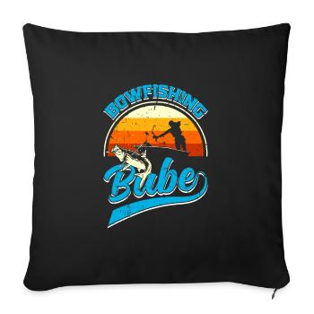 Bow Fishing Babe Fish Hunting Bow Hunting - Throw Pillow Cover 17.5” x 17.5” - black - Front