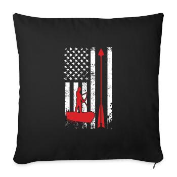 USA Bow fishing Fish Hunting Bow Hunter - Throw Pillow Cover 17.5” x 17.5” - black - Front
