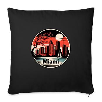 Miami City Florida USA - Throw Pillow Cover 17.5” x 17.5” - black - Front